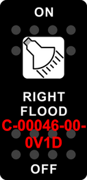 "RIGHT FLOOD" Black Switch Cap single White Lens ON-OFF