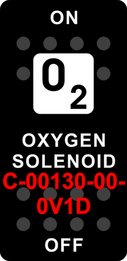 "OXYGEN SOLENOID"  Black Switch Cap single White Lens  ON-OFF