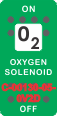 "OXYGEN SOLENOID" Green Switch Cap single White Lens ON-OFF