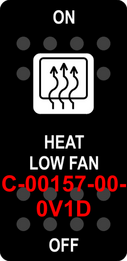 "HEAT LOW FAN" Black Switch Cap single White Lens  ON-OFF