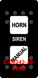 "HORN SIREN MANUAL"  Black Switch Cap dual White Lens  ON-OFF-ON