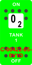 "TANK 1"  Green Switch Cap single White Lens  ON-OFF