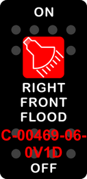 "RIGHT FRONT FLOOD"  Black Switch Cap single Red Lens ON OFF