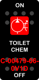 "TOILET CHEM"  Black Switch Cap single Red Lens ON OFF