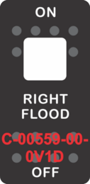 "RIGHT FLOOD"  Black Switch Cap single white Lens  ON-OFF