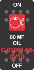 "80 MF OIL" Black Switch Cap, Single Red Lens ON-OFF